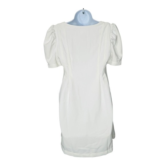 Line and Dot Day Break Puff Sleeve White Mini Dress Tie Front Size Small NWT - Picture 4 of 9